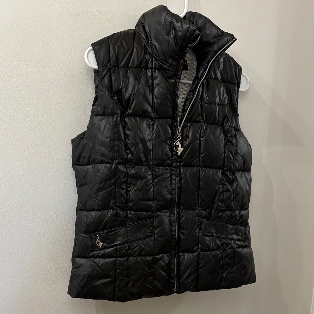 Baby Phat Shiny Black Puffer Vest - women’s medium- y2K - great condition